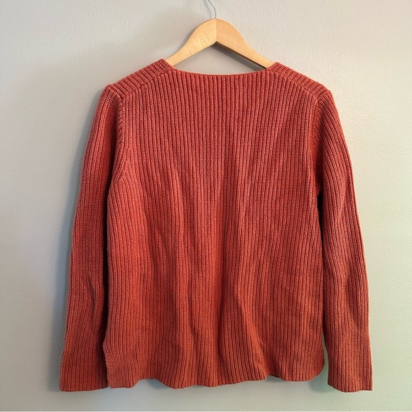 J Crew Orange V-Neck Ribbed Sweater - Picture 4 of 6